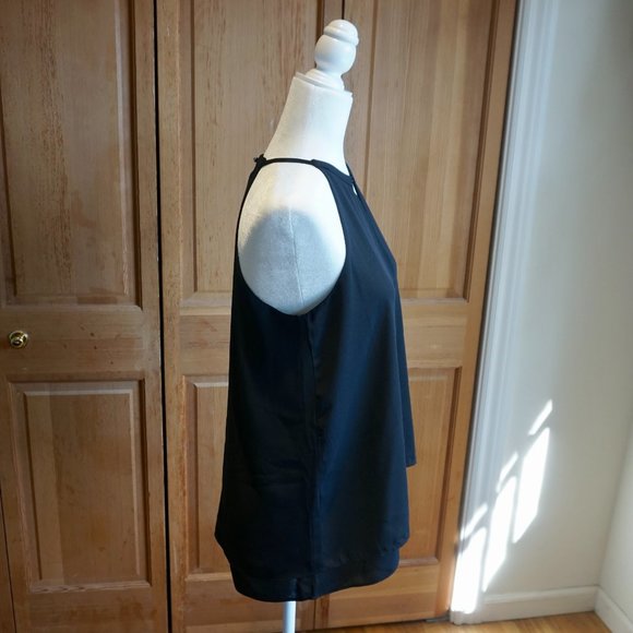 💚 BANANA REPUBLIC Black Keyhole Sleeveless Blouse (S) - Picture 8 of 14